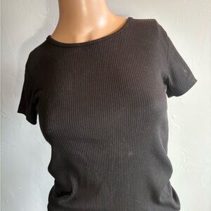 J Crew Factory Ribbed Short Sleeve Black T-shirt Size XS